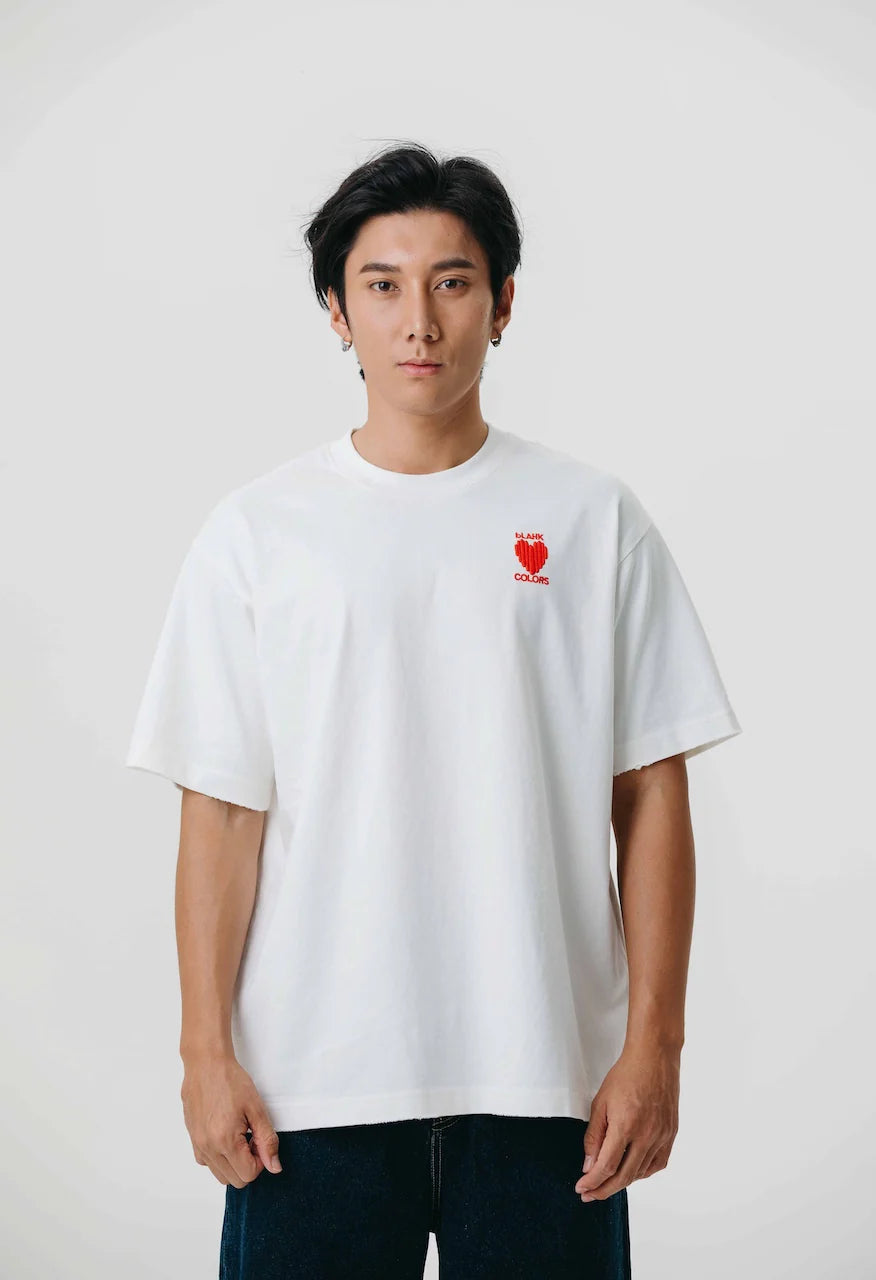 T-SHIRT BLAHK HEART MARK WHITE