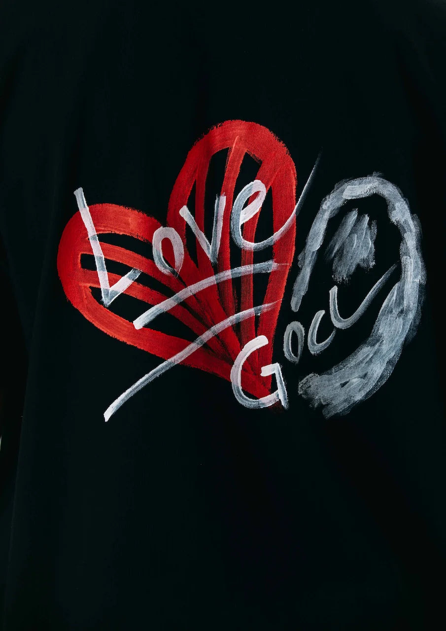 T-SHIRT BLAHK 0010 HEART MARK BLACK