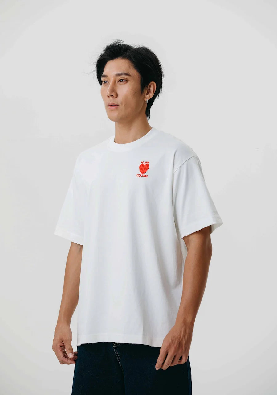 T-SHIRT BLAHK HEART MARK WHITE