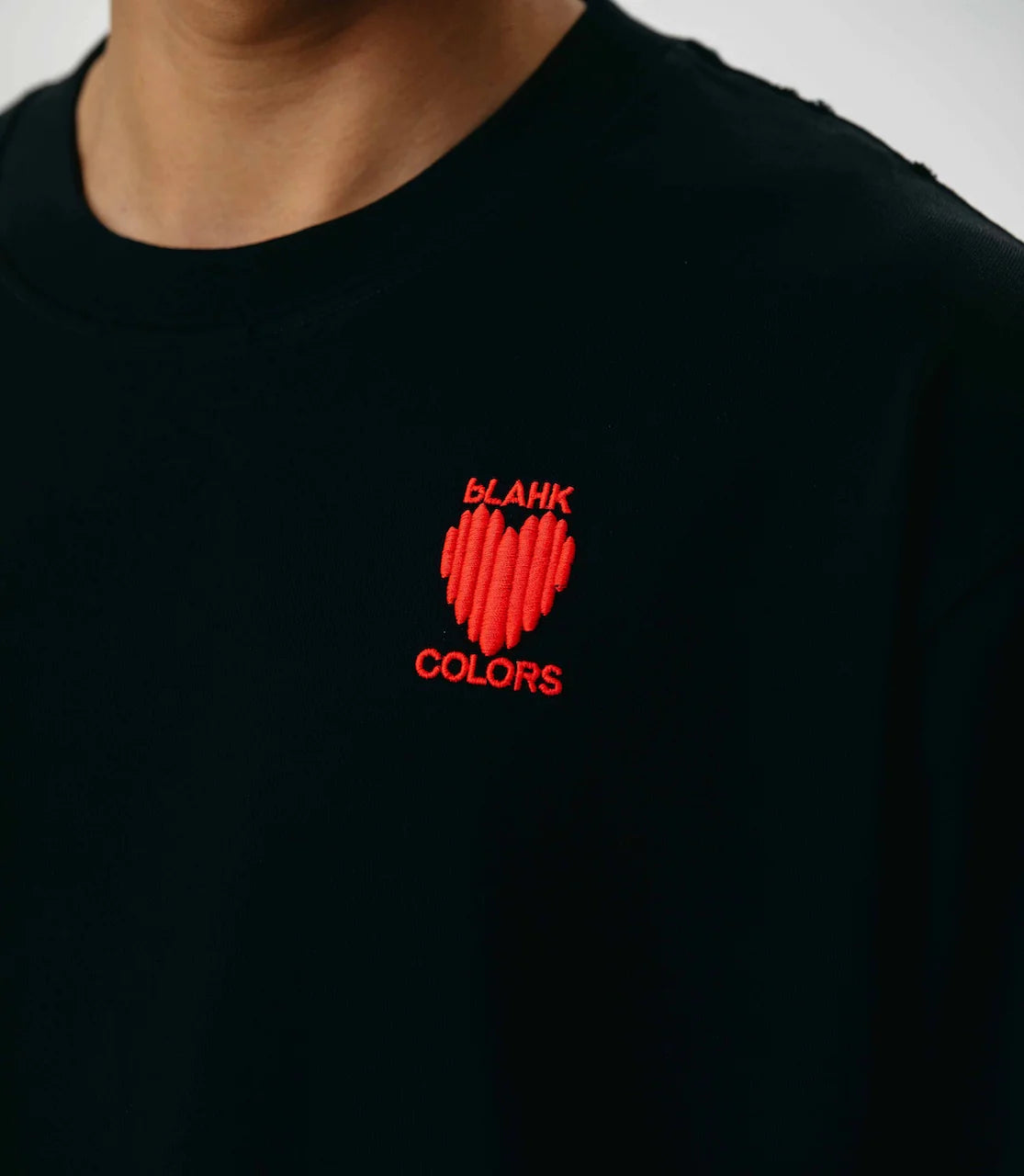 T-SHIRT BLAHK 0010 HEART MARK BLACK