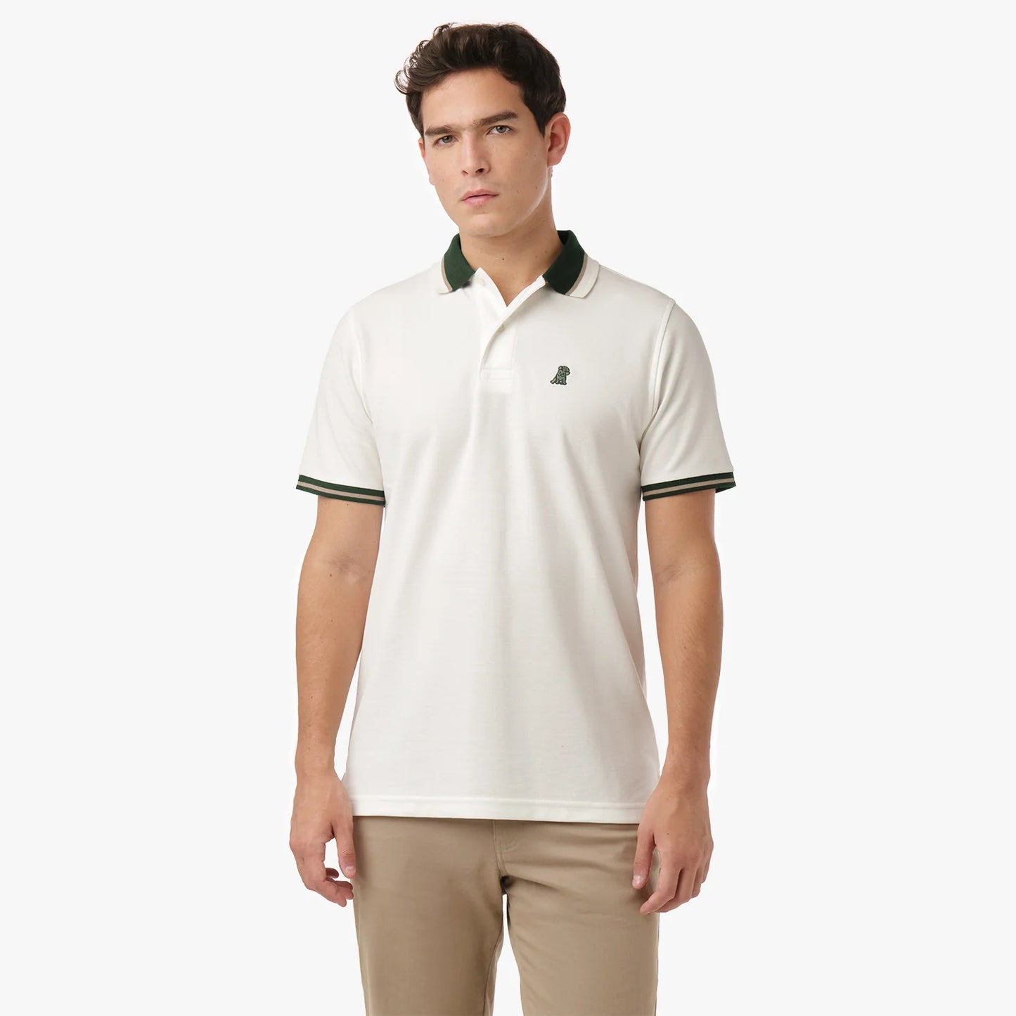 POLO JAMES BARK CONTRAST NECK TAR WHITE A224