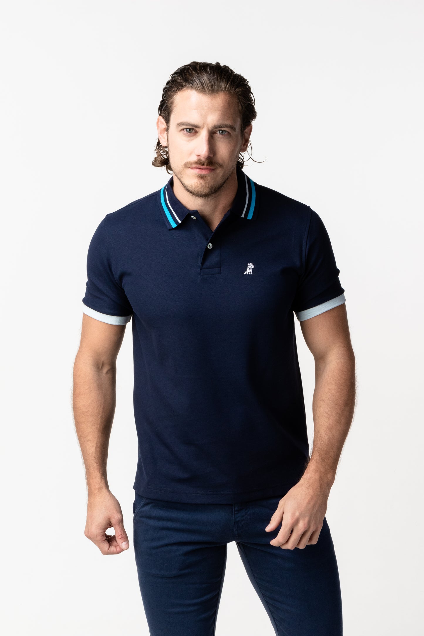 POLO JAMES BARK STRIPED ACCENTS NAVY A50