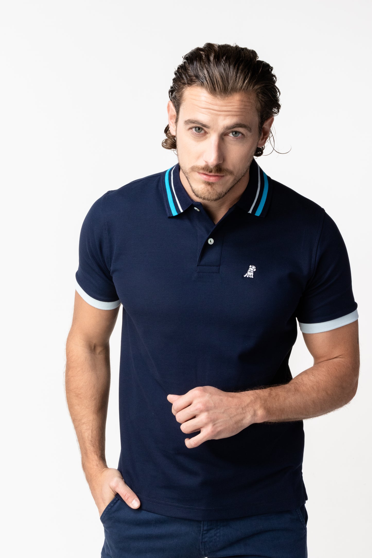 POLO JAMES BARK STRIPED ACCENTS NAVY A50