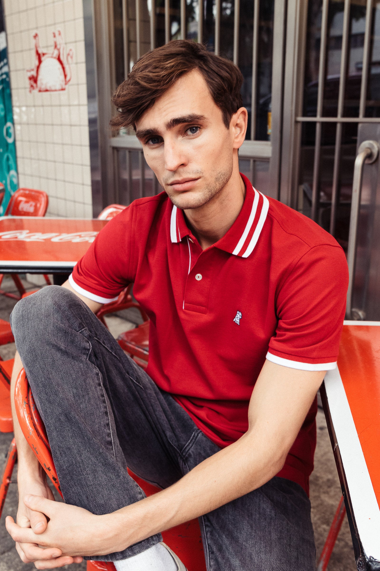 Chilli Colla POLO JAMES BARK BOLD STRIPE COLLAR CHILLI PEPPER – YOUNG