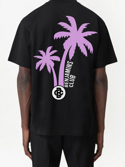 T-SHIRT BENJAMINS CLUB SH1002 PALM TREES BLACK