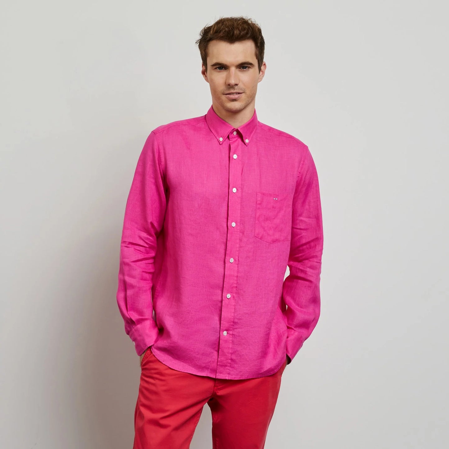 CAMISA M/L EDEN PARK 0018 LINO ROSA