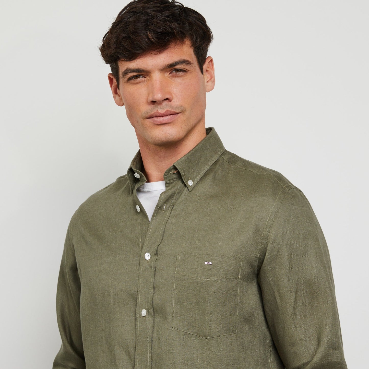 CAMISA M/L EDEN PARK 0018 LINO OLIVO